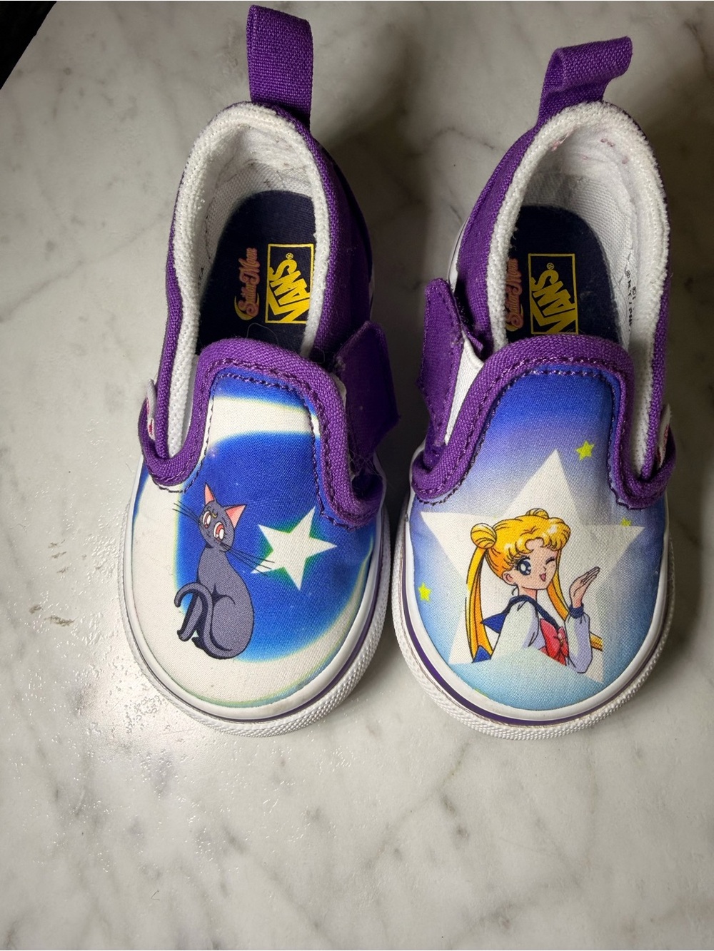 Vans Kids Purple and White Sailor Moon Slip-On Toddler Shoes